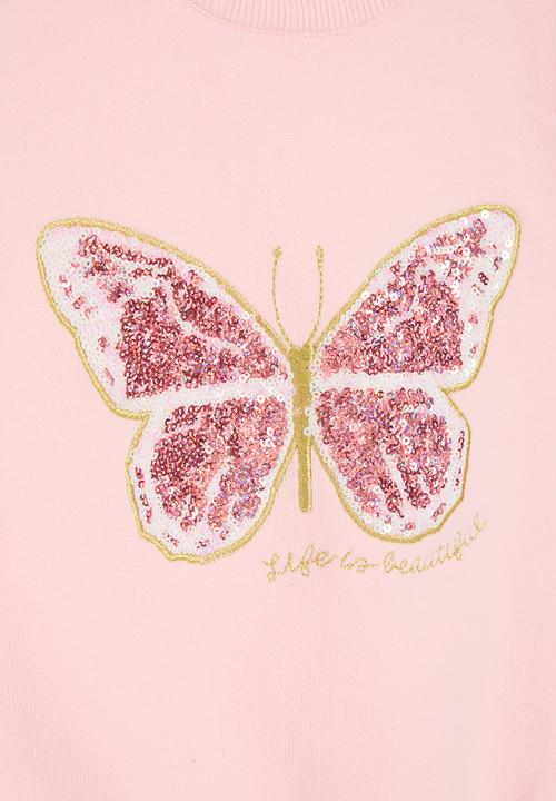 Pop Candy - Sequined butterfly sweater - pink