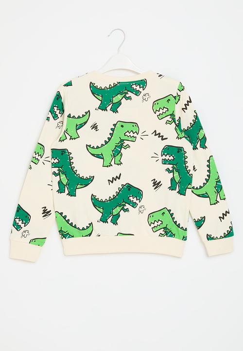 Pop Candy - Dinosaur print sweatshirt - ecru/green