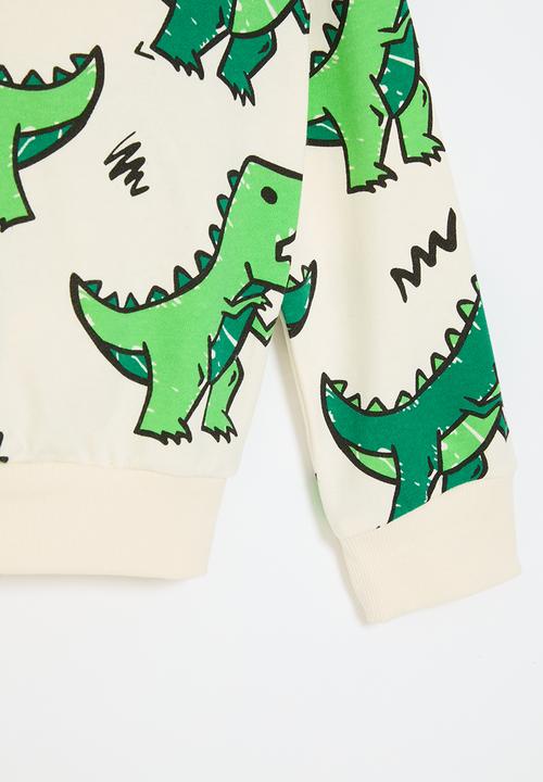 Pop Candy - Dinosaur print sweatshirt - ecru/green