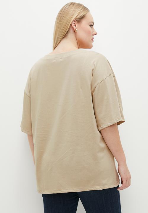 edit - Oversized relaxed plus tee - stone