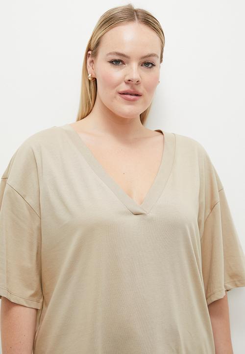 edit - Oversized relaxed plus tee - stone