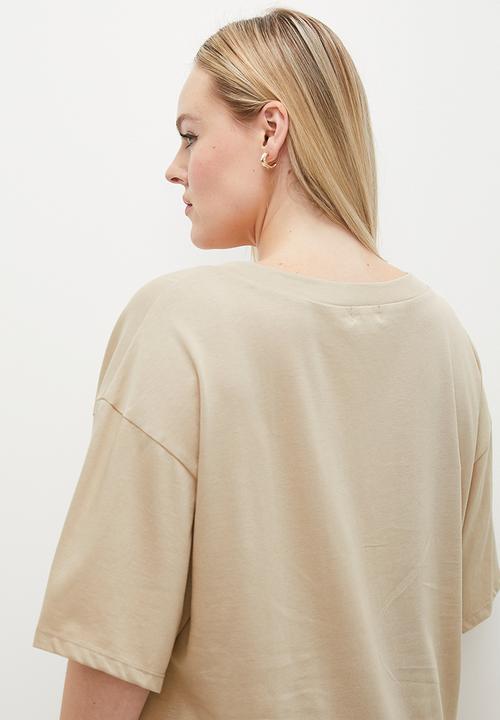 edit - Oversized relaxed plus tee - stone