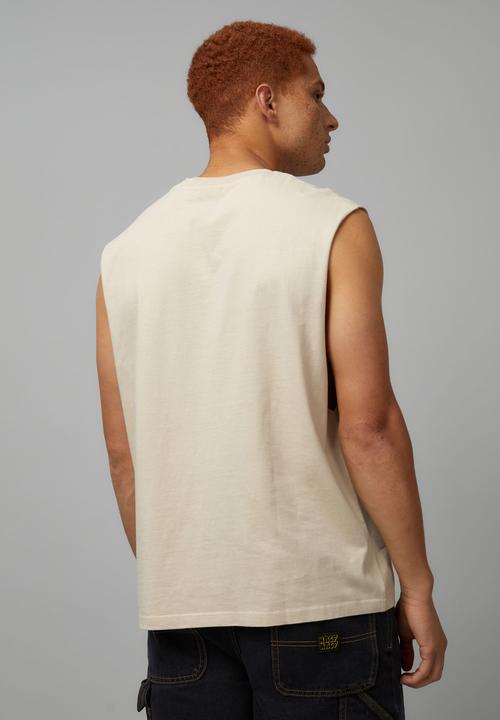 Factorie - Music Merch Muscle Tank - Lcn Bra Washed Beige/Tupac 