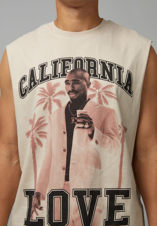 Factorie - Music Merch Muscle Tank - Lcn Bra Washed Beige/Tupac 