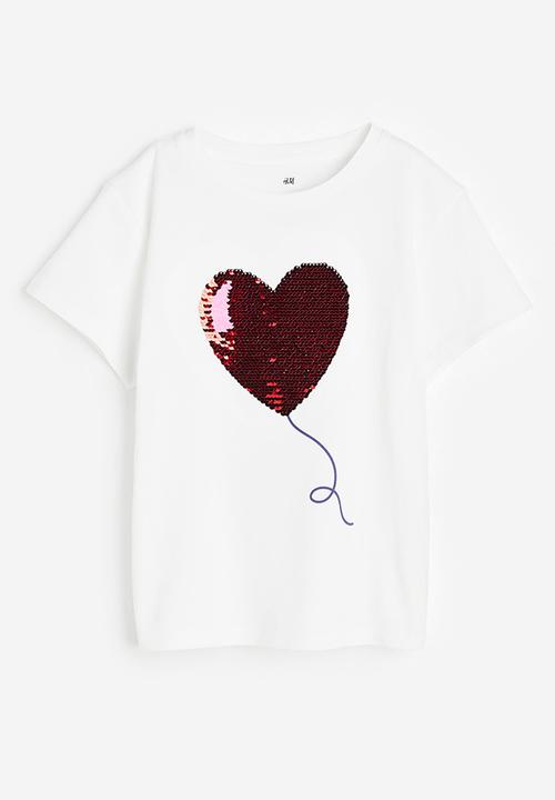 H&M - Top - white & heart balloon