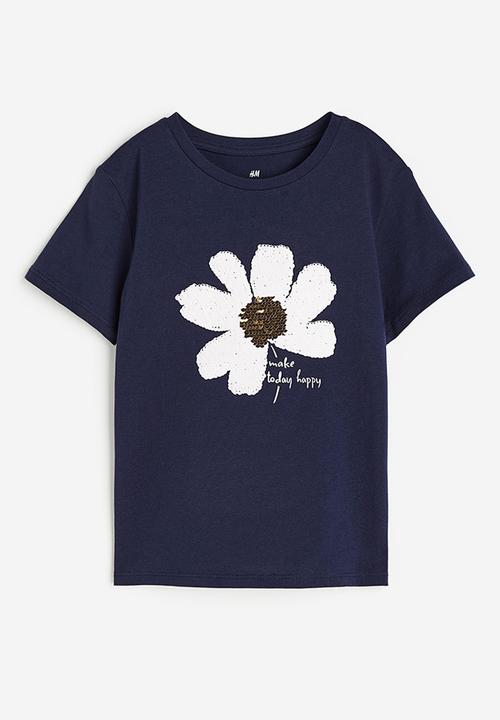 H&M - Top - dark blue flower