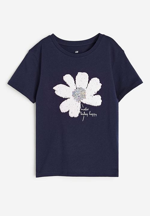 H&M - Top - dark blue flower