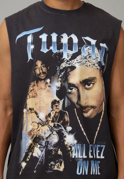 Factorie - Music Merch Muscle Tank - Lcn Bra Washed Black/Tupac