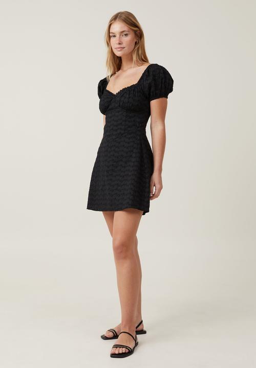 Cotton On - Corset Broderie Mini Dress - Black