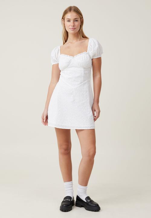 Cotton On - Corset Broderie Mini Dress - White