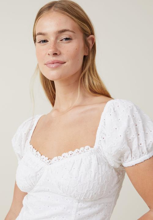Cotton On - Corset Broderie Mini Dress - White