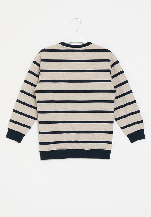 Pop Candy - Stripe sweatshirt - grey & navy 