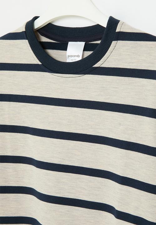 Pop Candy - Stripe sweatshirt - grey & navy 