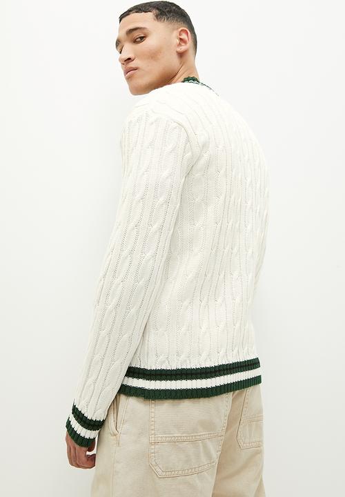 STYLE REPUBLIC - Oversized collegiate knit jumper - ecru/green