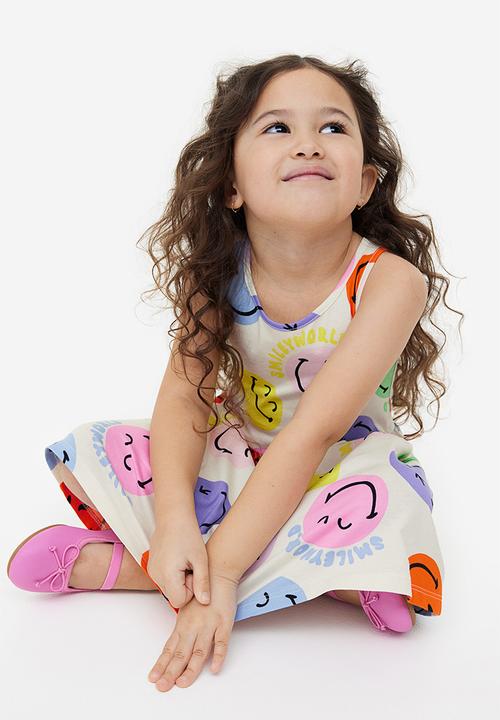 H&M - Printed cotton dress - white & smileyworld®