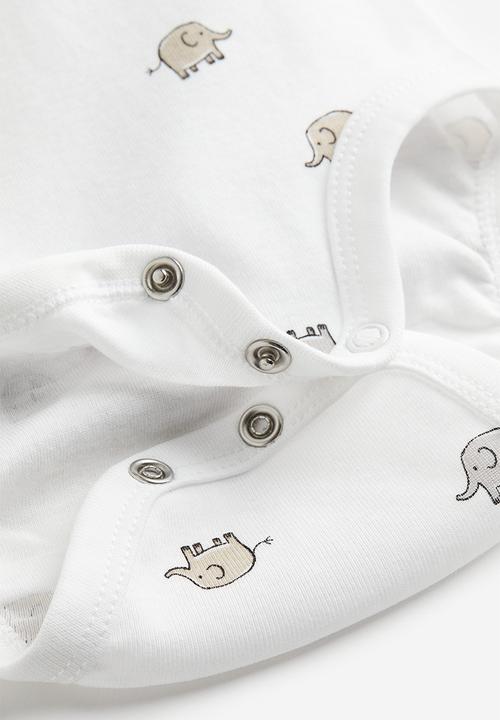 H&M - 2-Pack short-sleeved bodysuits -  light beige elephants 