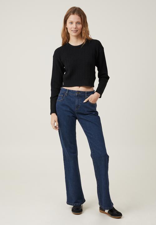 Cotton On - Everfine Cable Crew Neck Pullover - Black