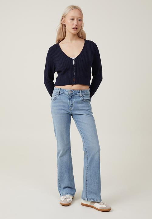 Cotton On - Everfine Crop V-Neck Button Cardigan - Winter Night Cable