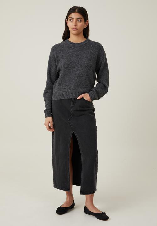 Cotton On - Everything Crew Neck Pullover - Dark Shadow Grey Marle