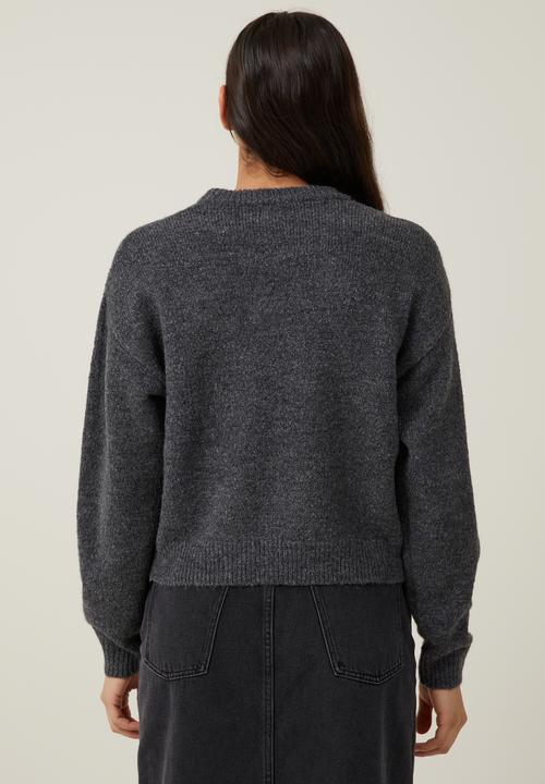 Cotton On - Everything Crew Neck Pullover - Dark Shadow Grey Marle