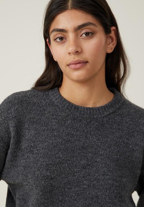 Cotton On - Everything Crew Neck Pullover - Dark Shadow Grey Marle
