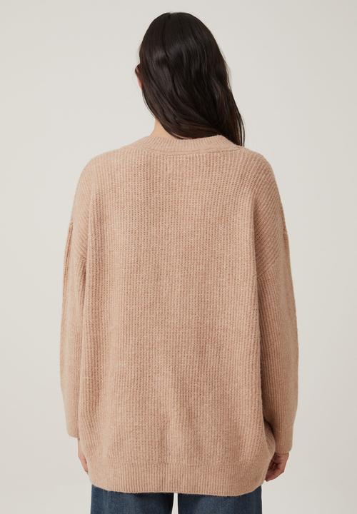 Cotton On - Everything Slouchy V-Neck Pullover - Chestnut Marle
