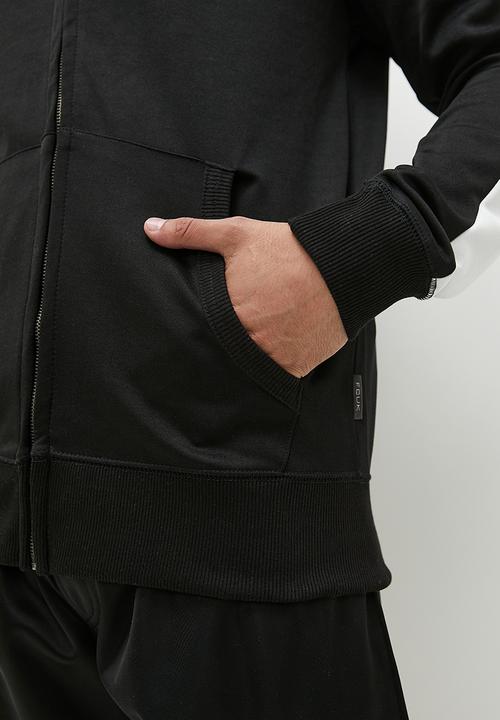 French Connection - Script zip hood arm tricot - black & white 
