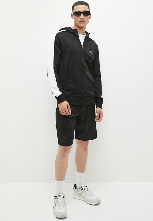 French Connection - Script zip hood arm tricot - black & white 