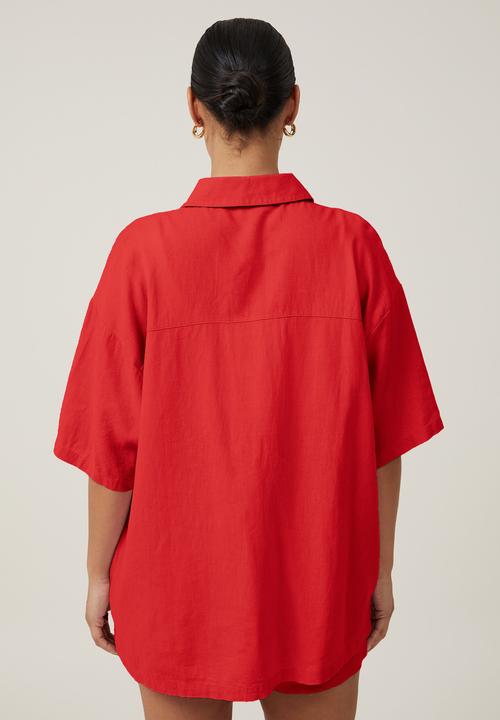 Cotton On - Haven Short Sleeve Shirt - Summer Red