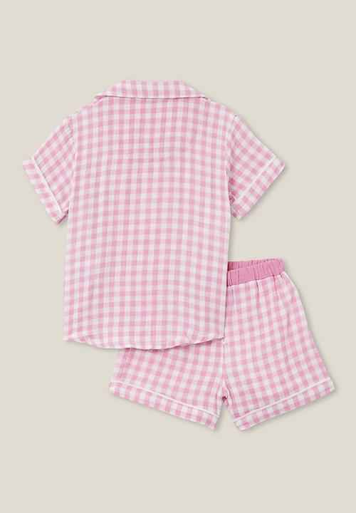 Cotton On - Amelia short sleeve pyjama set - pink gerbera/gingham check