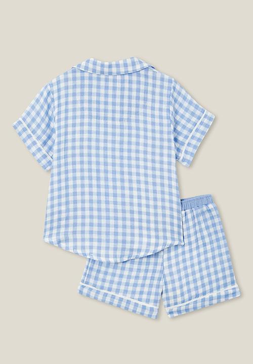 Cotton On - Archer short sleeve pyjama set - dusk blue/gingham check