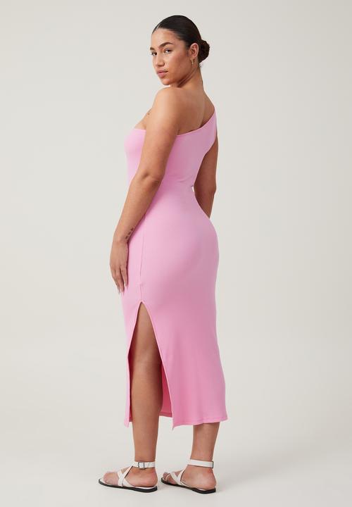 Cotton On - One Shoulder Rib Maxi Dress - Bubble Pink