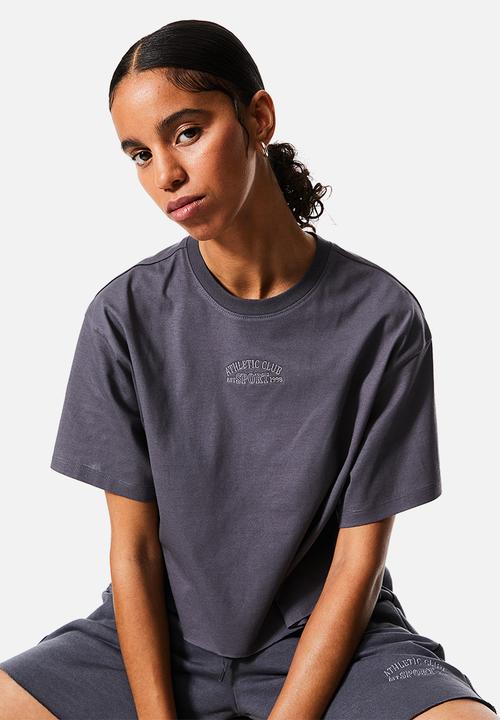 H&M - Embroidered sweatshirt shorts - dark grey 