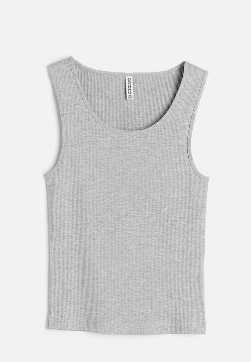 H&M - Ribbed cotton vest top - light grey marl