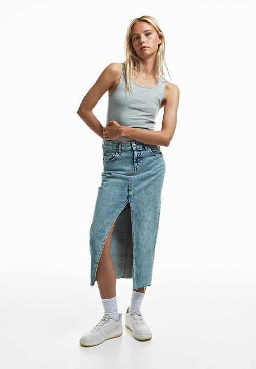 H&M - Ribbed cotton vest top - light grey marl