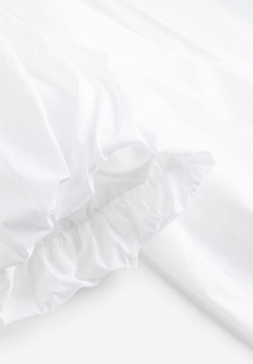 H&M - Balloon-sleeved wrap blouse - white