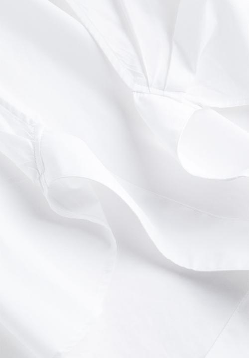 H&M - Balloon-sleeved wrap blouse - white