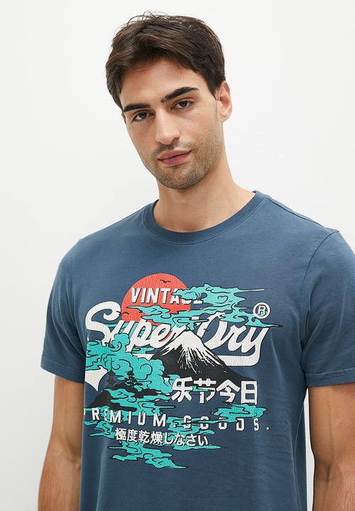 Superdry. - Japanese vl graphic T-shirt - blue bottle