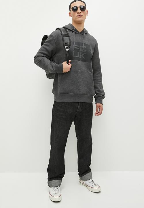French Connection -  FC S square large o/head - charcoal mel & black 