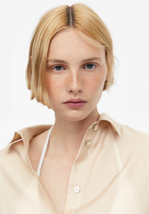 H&M - Oversized lyocell-blend shirt - light beige