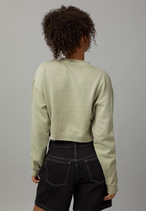 Factorie - Boxy Crop Crew - Soft Green/Star 