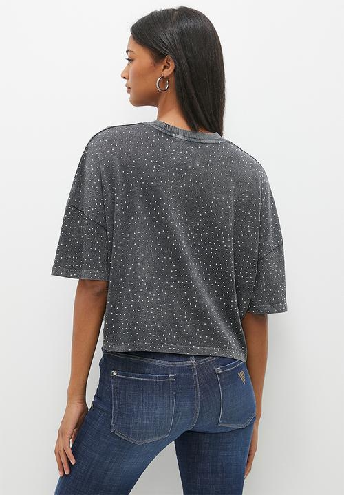 GUESS - Short sleeve rn stars tee - acid jet black