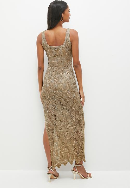 GUESS - Sleeveless square neck liza dress - wet sand multi