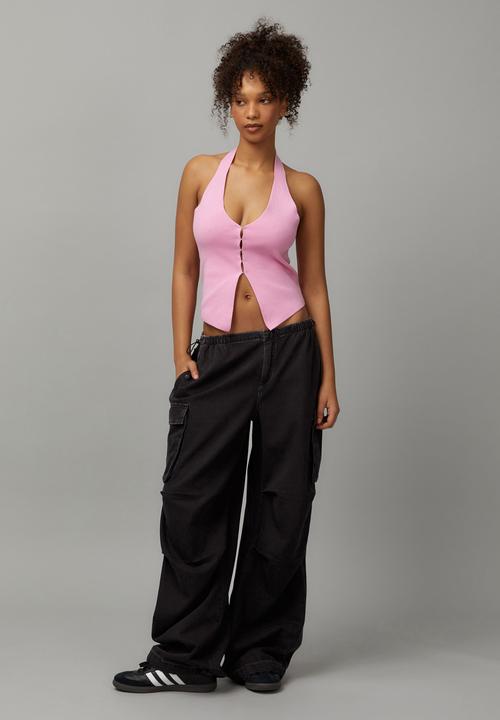 Factorie - Freddie Denim Parachute Pant - Black/White Stitch 