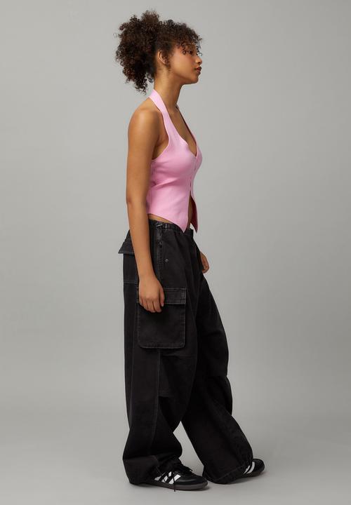 Factorie - Freddie Denim Parachute Pant - Black/White Stitch 