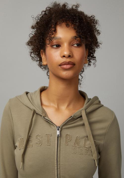 Factorie - Lightweight Graphic Zip Through Hoodie - Washed Olive/West Palm Beach