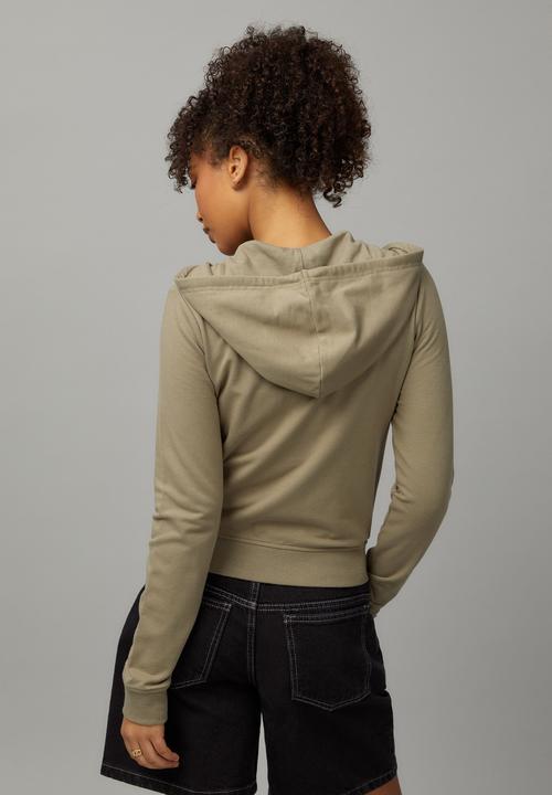 Factorie - Lightweight Graphic Zip Through Hoodie - Washed Olive/West Palm Beach