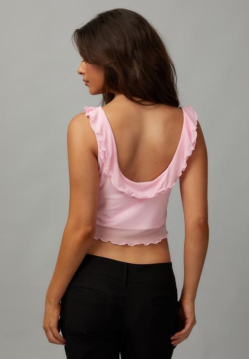 Factorie - Mesh Frill Asymmetric Top - Tutu Pink