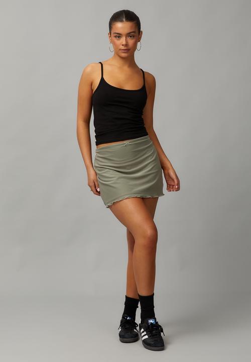 Factorie - Mesh Mini Skirt - Khaki 