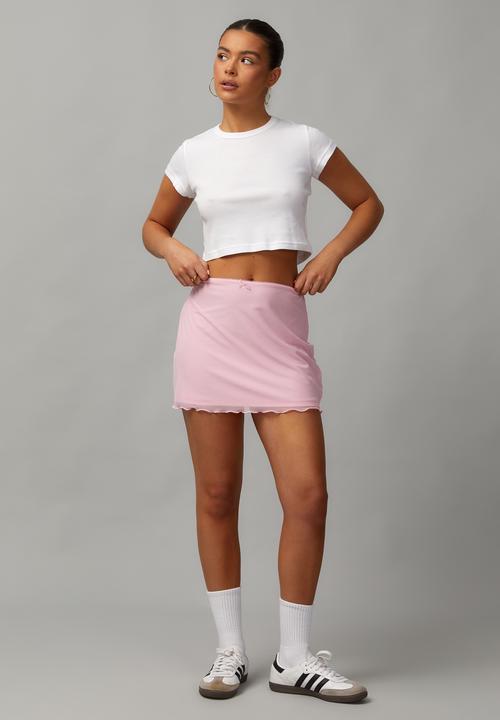 Factorie - Mesh Mini Skirt - Peachy Pink